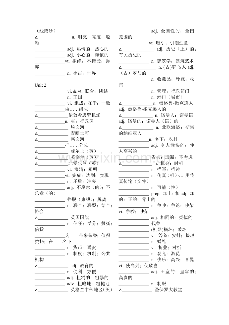 人教版高中英语单词表必修五默写版.docx_第2页