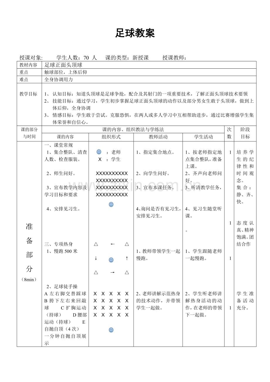 足球正面头顶球教案.docx_第1页