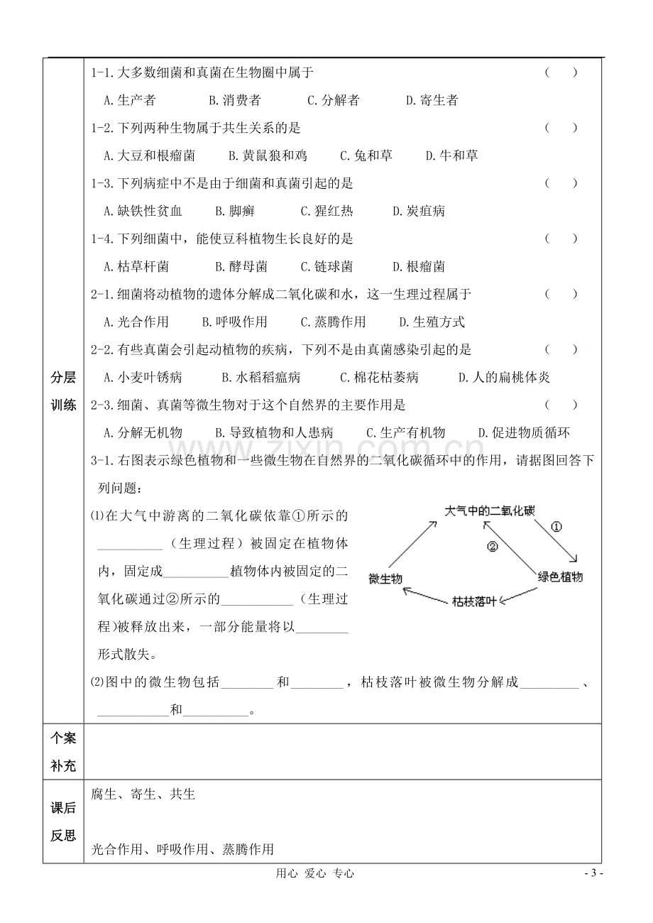 八年级生物上册-细菌和真菌在自然界中的作用导学案-人教新课标版.doc_第3页