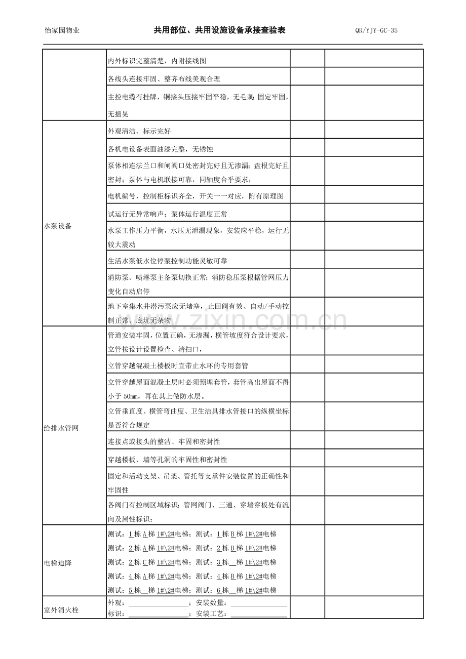 消防系统-公共部位设施设备承接查验表.doc_第2页