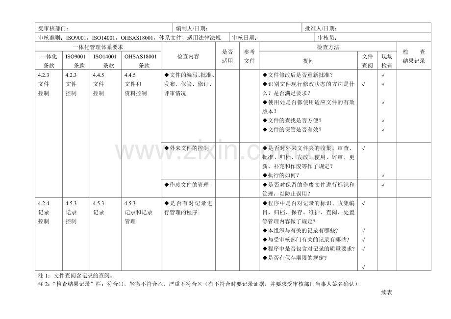 ISO9001-2015-ISO14001-OHSAS18001质量、环境、职业健康三体系内审检查表.doc_第3页