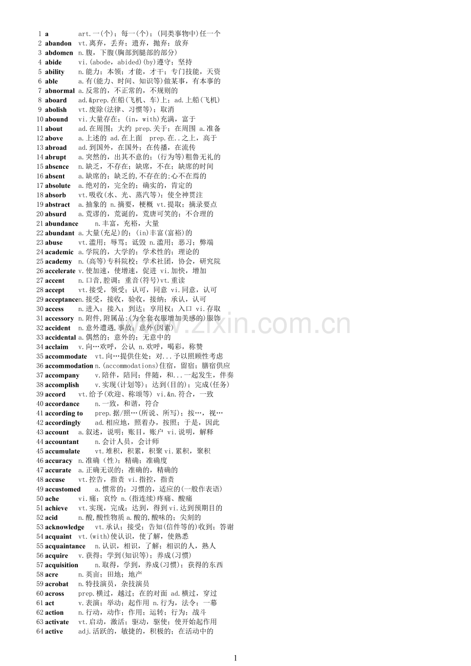 2018考研英语大纲5500词汇表.doc_第1页