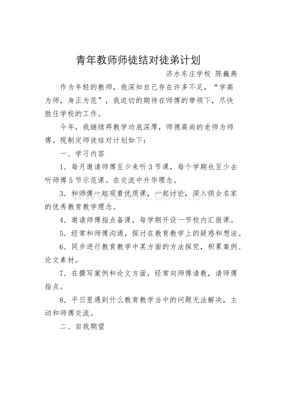 青年教师师徒结对计划.docx_第1页