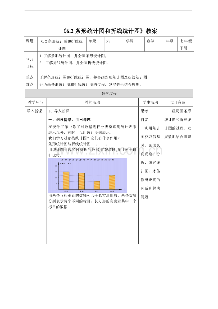 6.2条形统计图和折线统计图教案.doc_第1页