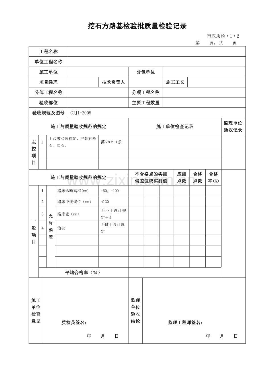 城镇道路工程施工与质量验收规范CJJ1-2008检验批表格.doc_第2页