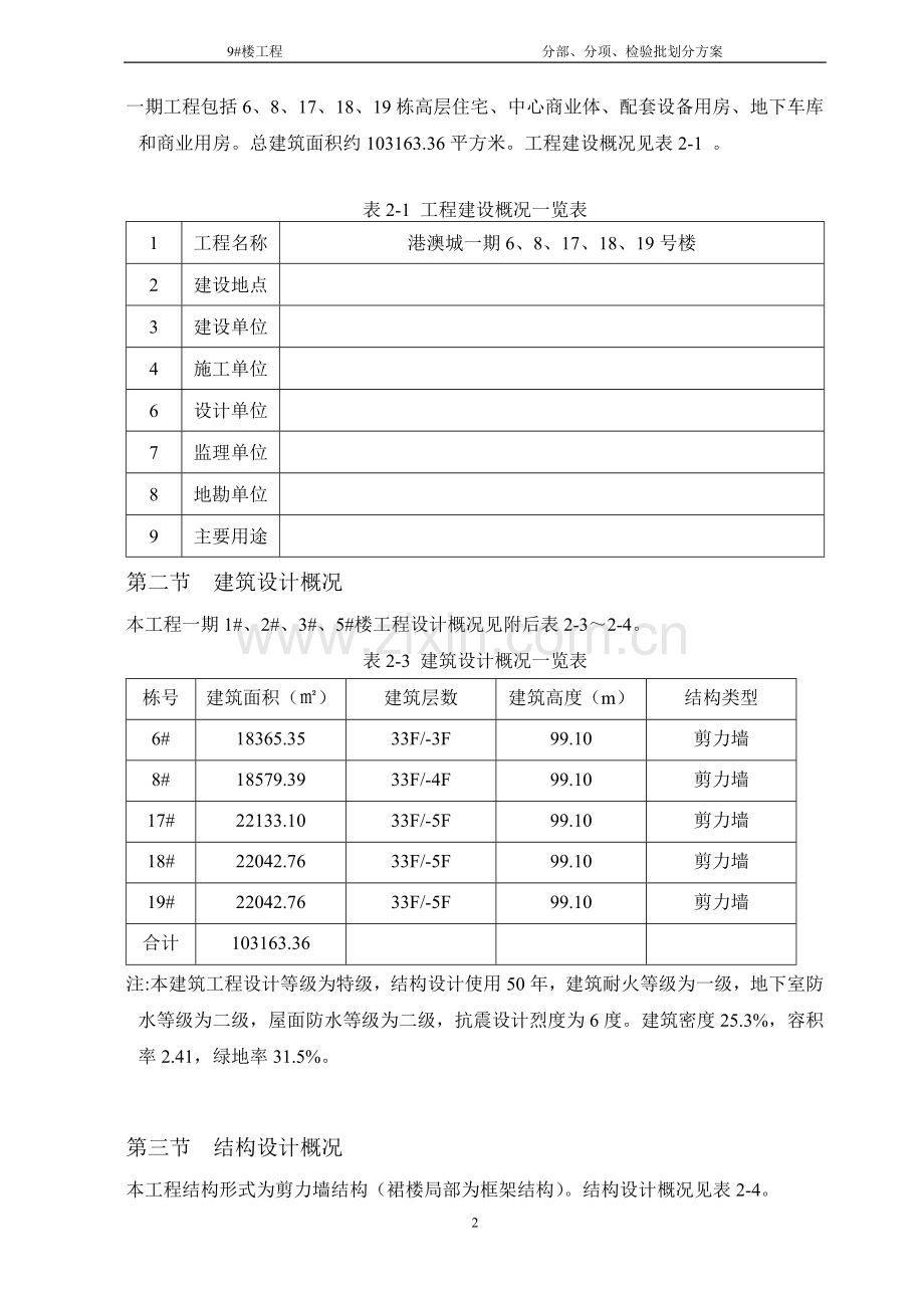 高层建筑检验批划分方案(2015年新规范).doc_第3页