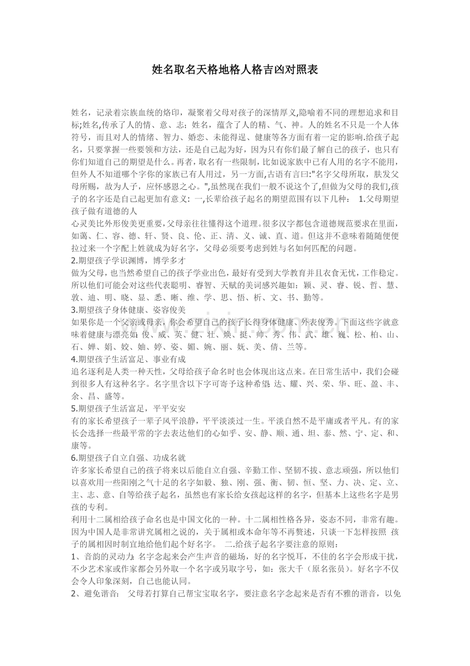 姓名取名天格地格人格吉凶对照表.doc_第1页