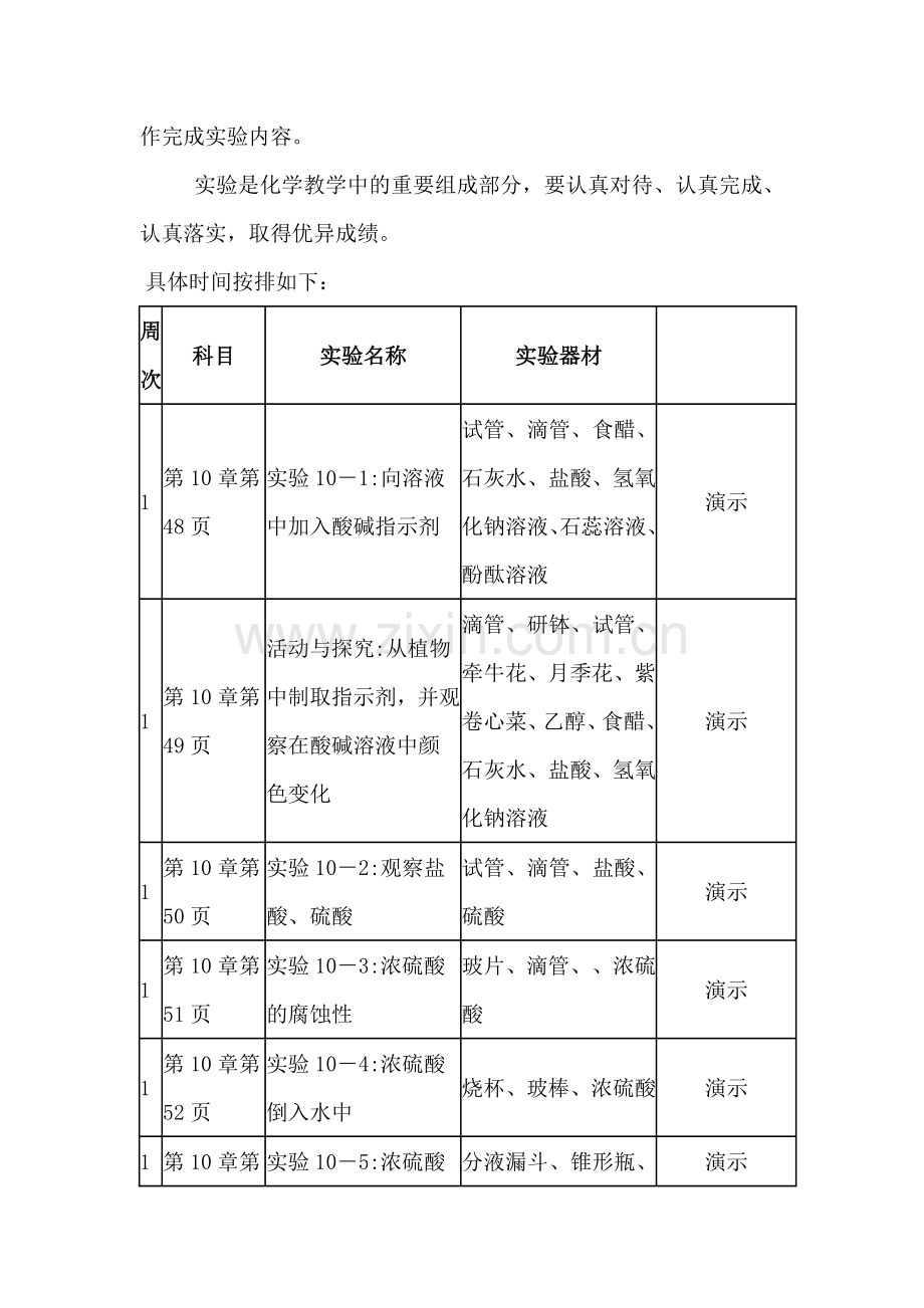 初中化学第二学期实验教学计划.doc_第2页