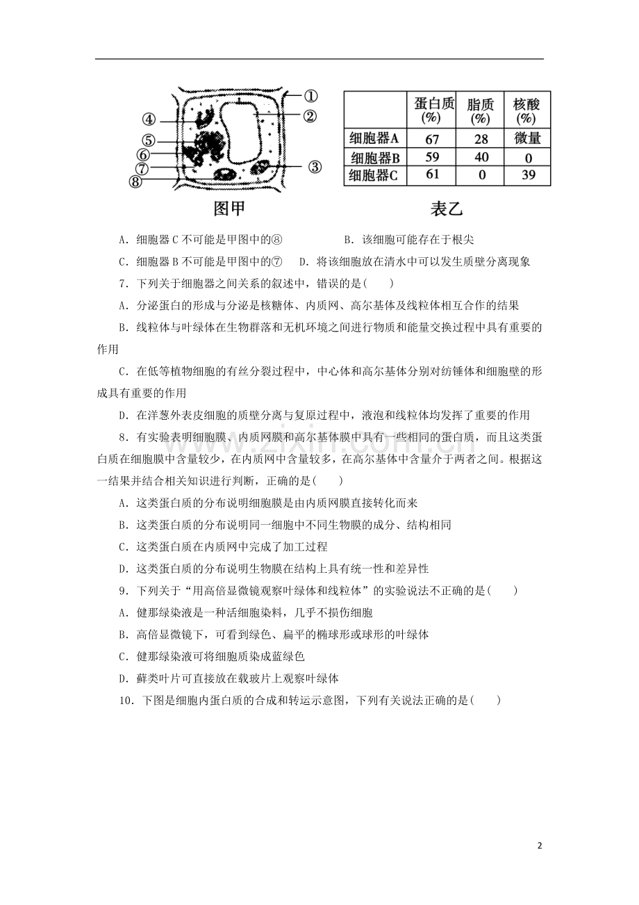 山东省高三生物单元测试7-《分子与细胞模块综合》-新人教版.doc_第2页