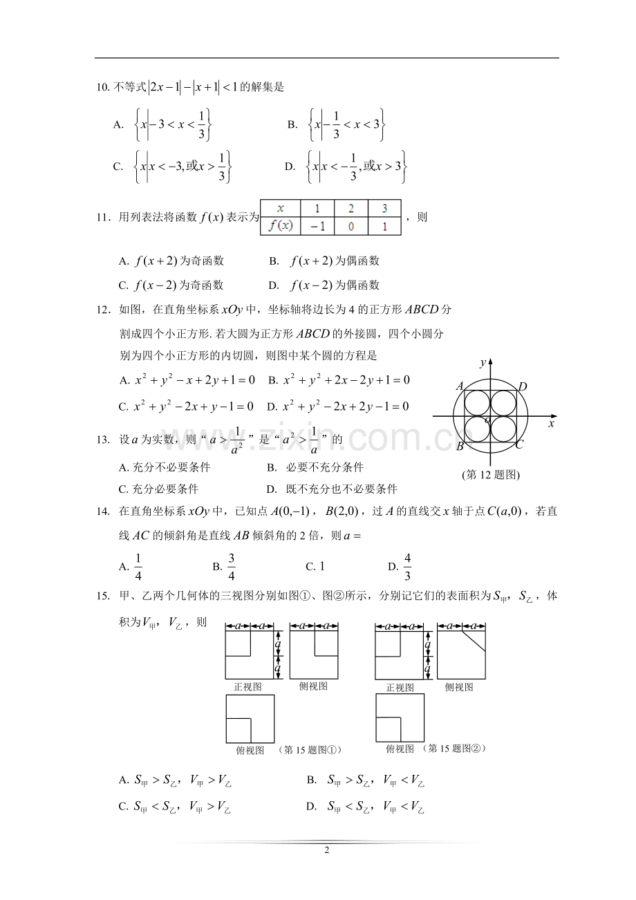 2018年4月浙江省高中学业水平考试数学试题.doc_第2页