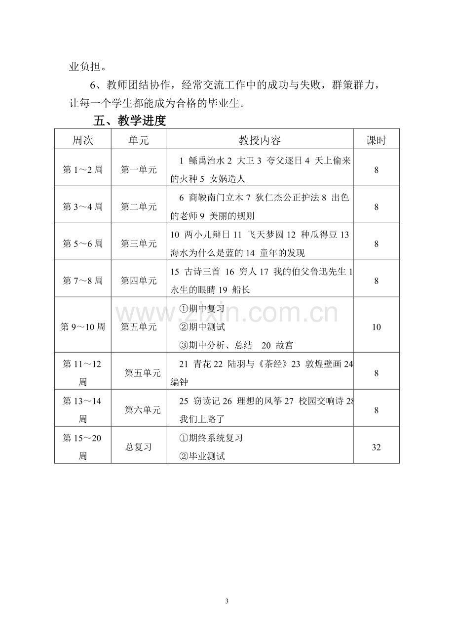 S版六年级下册语文教学计划.doc_第3页