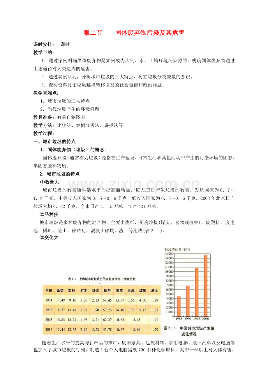 【人教版】2.2《固体废弃物污染及其危害》教案设计.doc_第1页