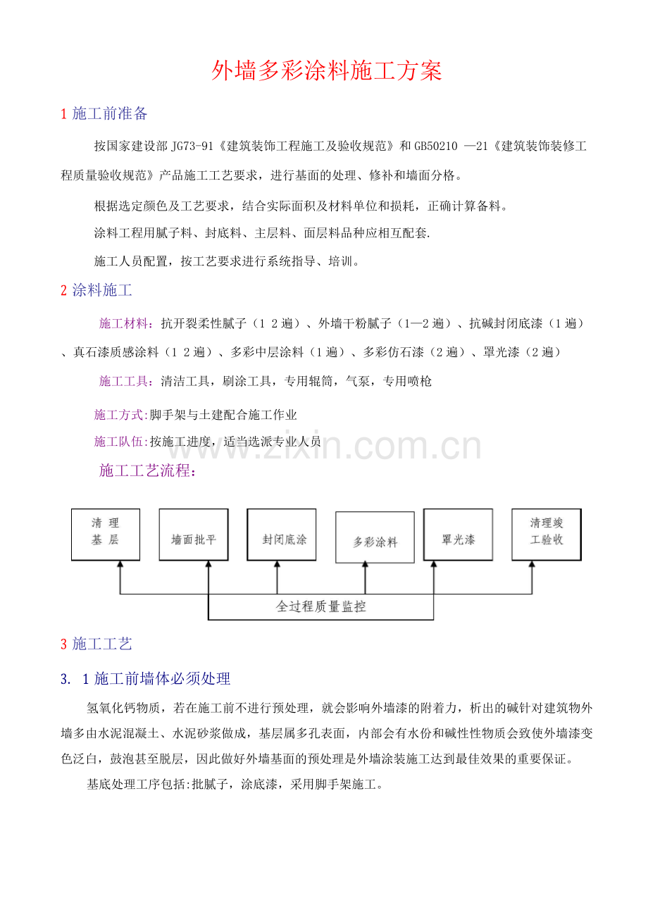 多彩涂料施工方案.docx_第1页