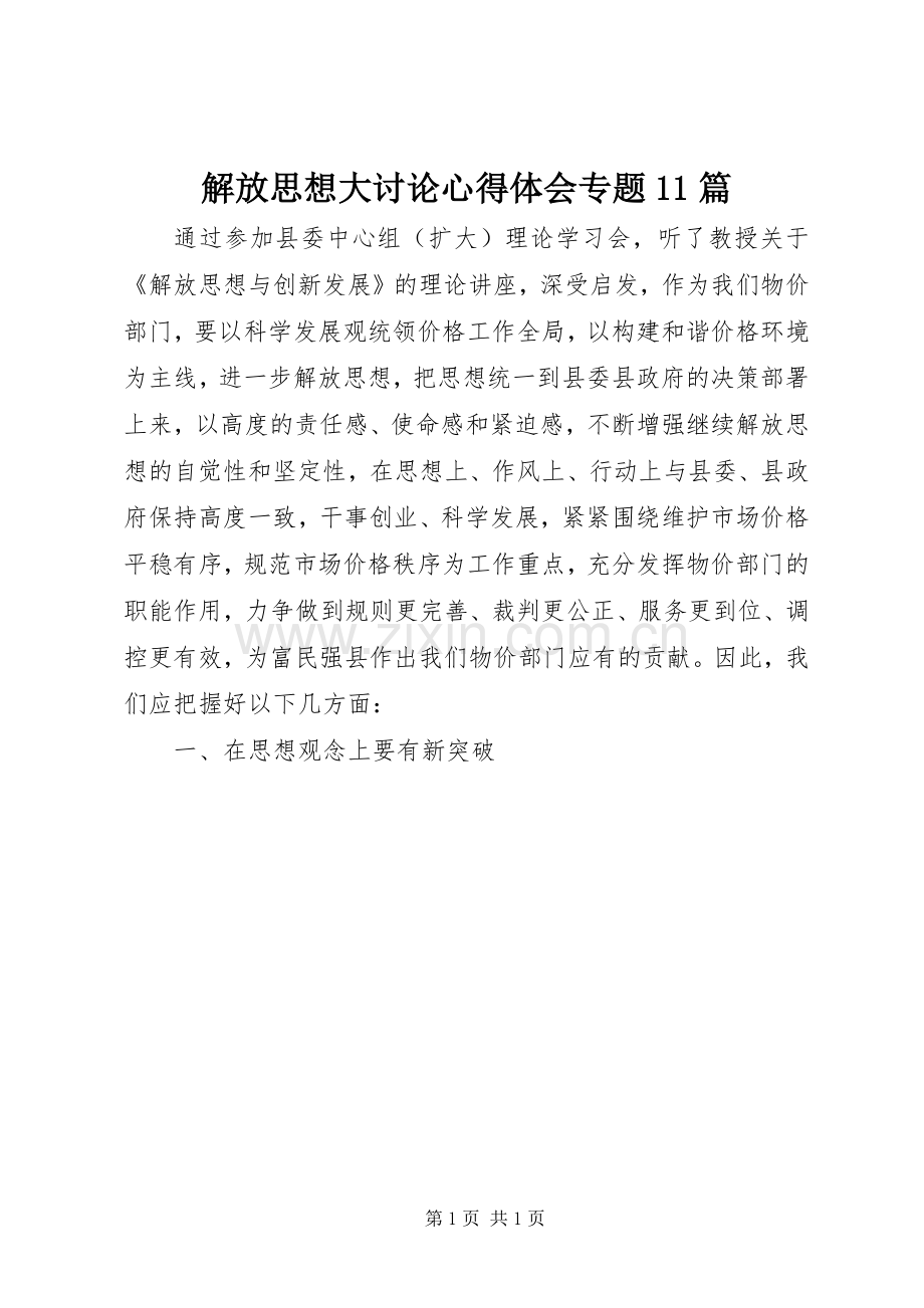 解放思想大讨论体会心得专题篇.docx_第1页