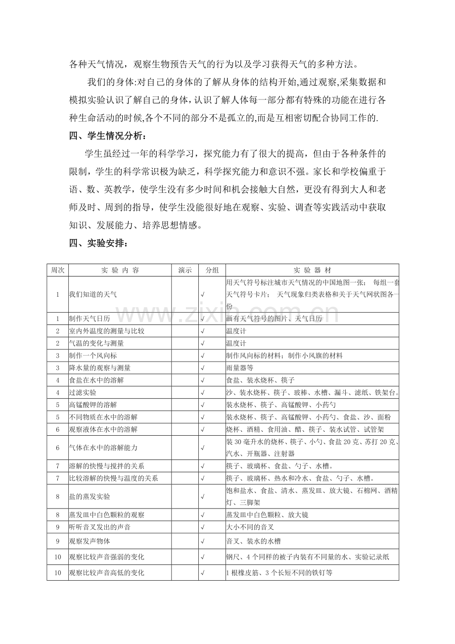 教科版小学科学四年级上册实验教学计划.doc_第2页