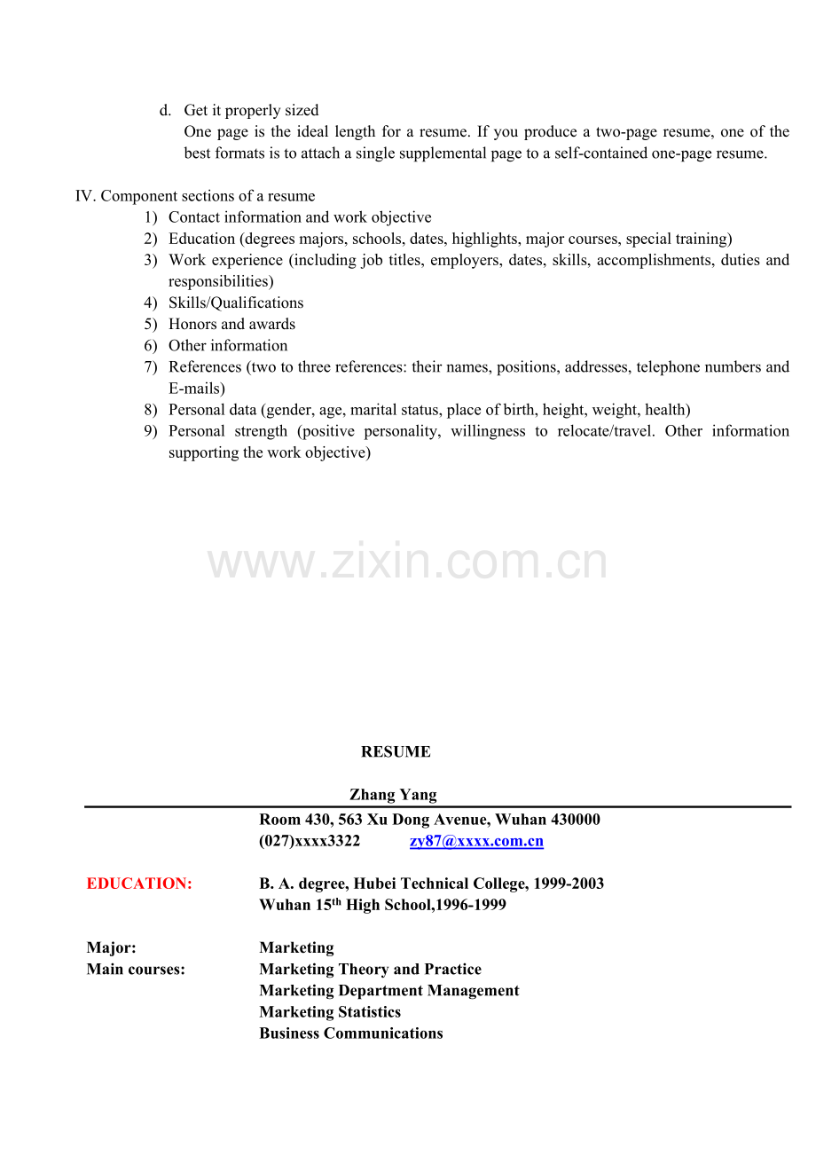 Resume(英文简历格式)附例子.doc_第3页