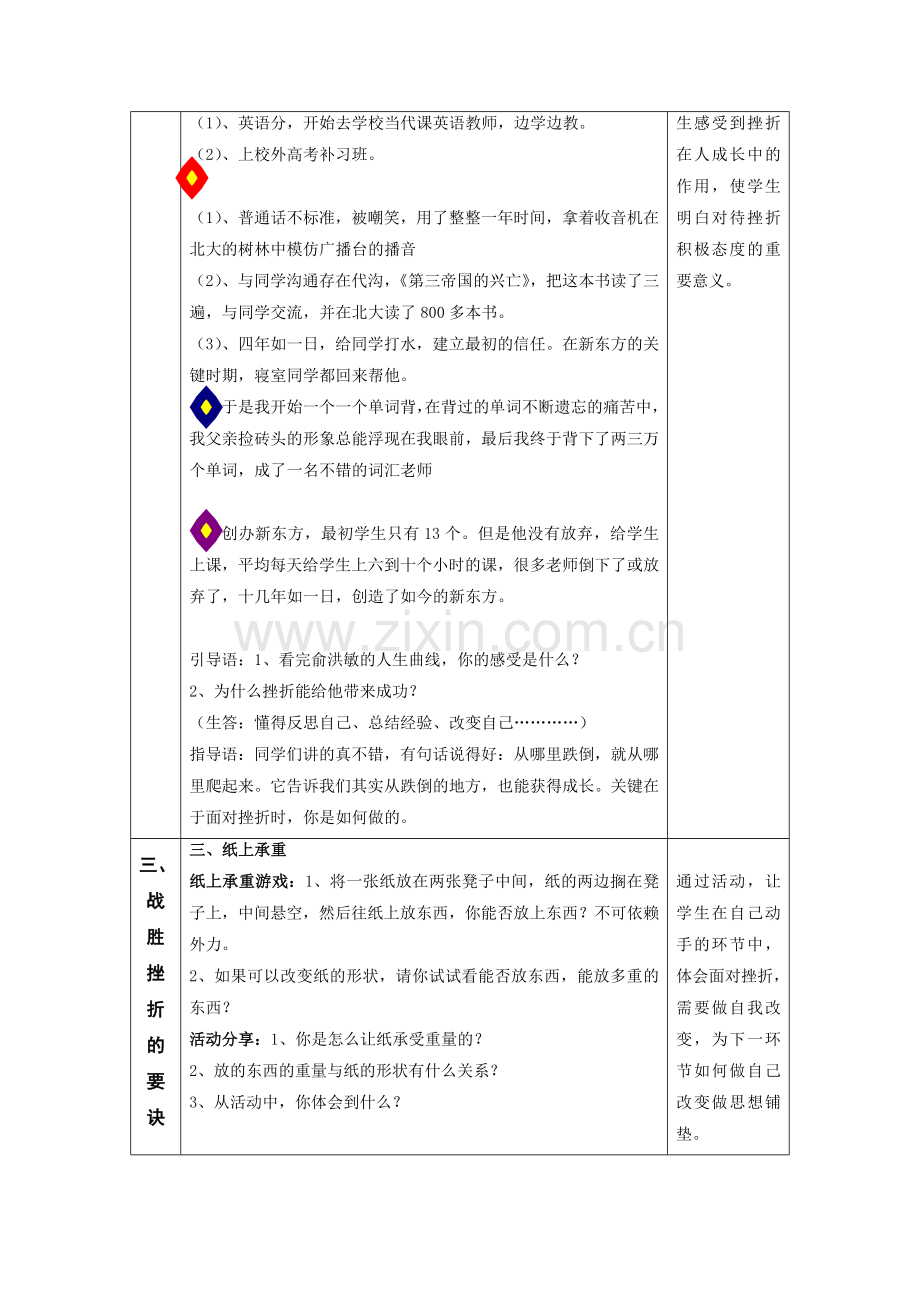 如何提高学生抗挫折能力——心理课教学设计.docx_第3页