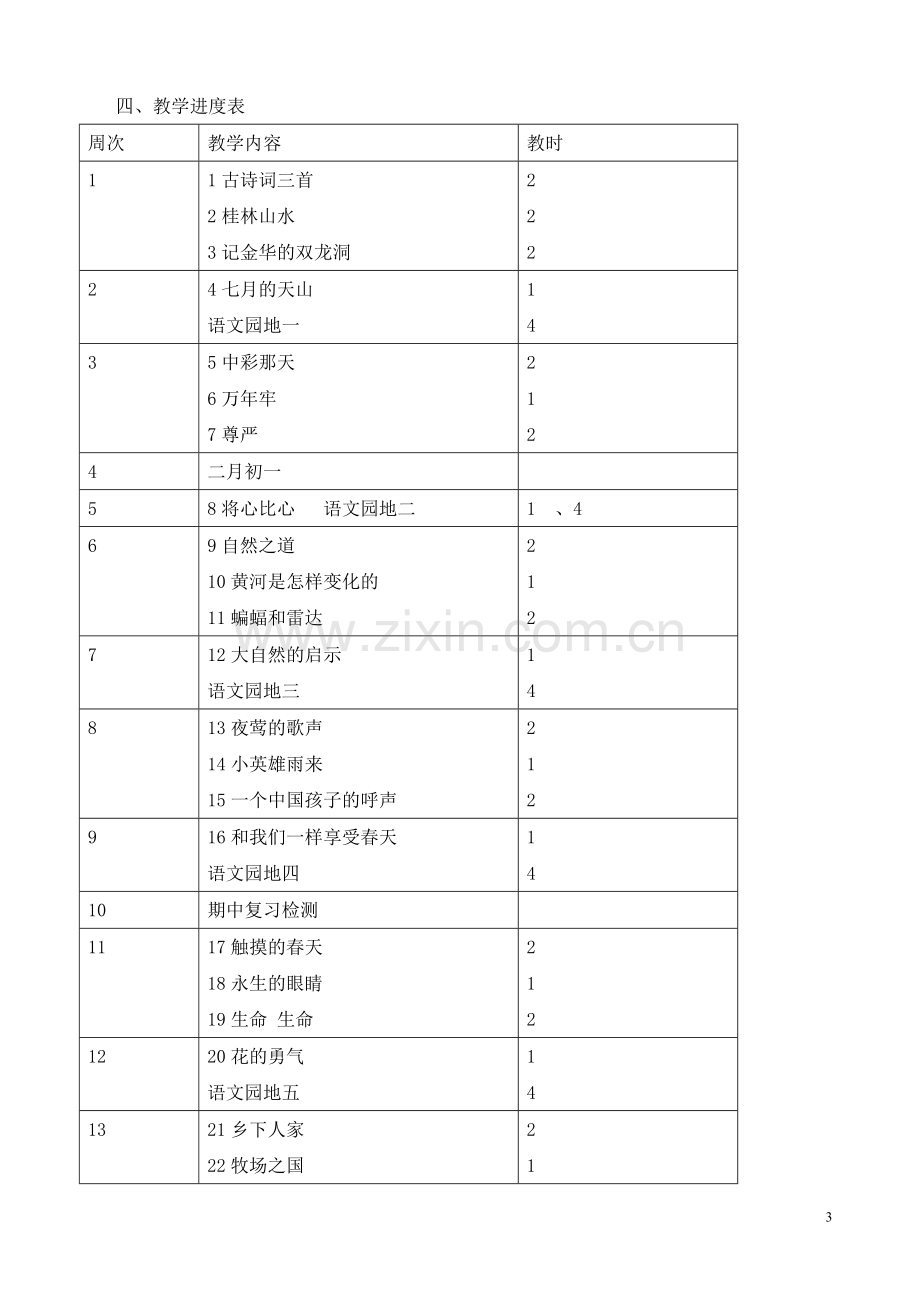 2017年人教版语文四年级下册语文教学计划及进度表.doc_第3页