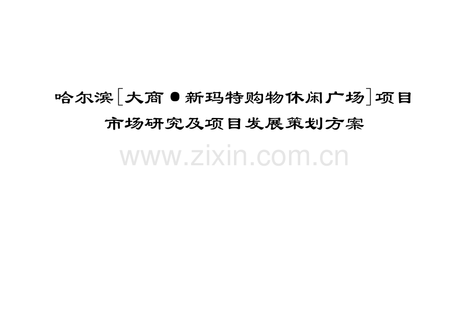 大商集团-哈尔滨新玛特商业地产项目市场研究及项目发展策划方案175页.docx_第1页