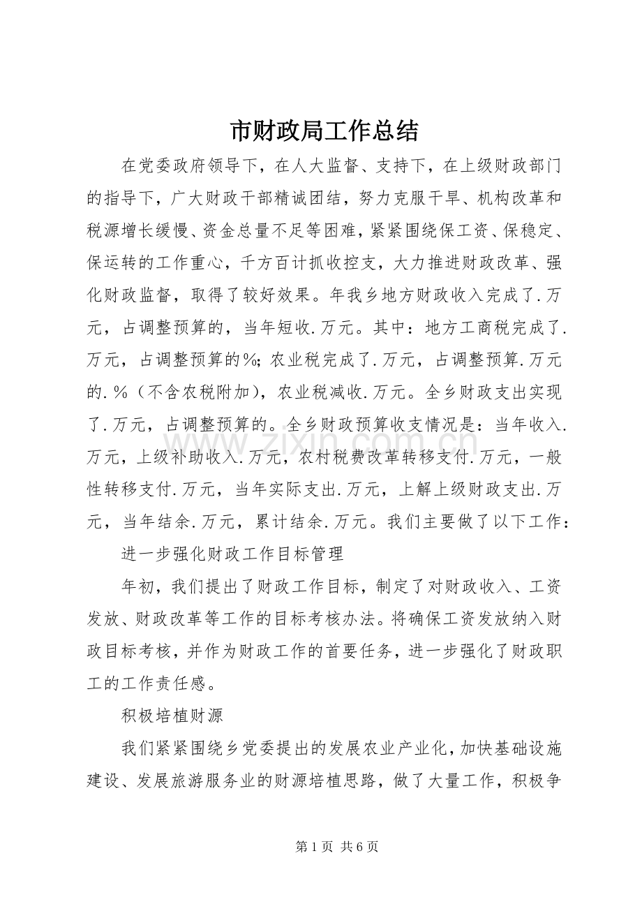 市财政局工作总结 (21).docx_第1页