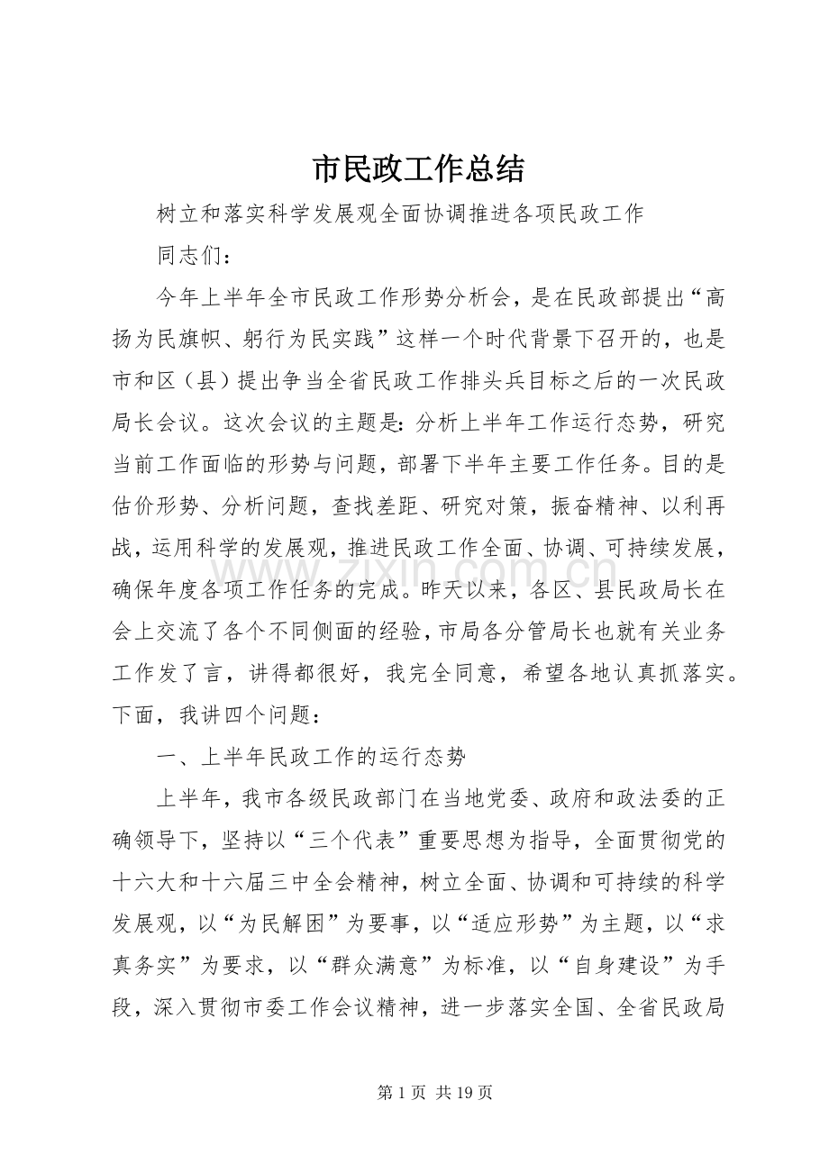 市民政工作总结 .docx_第1页