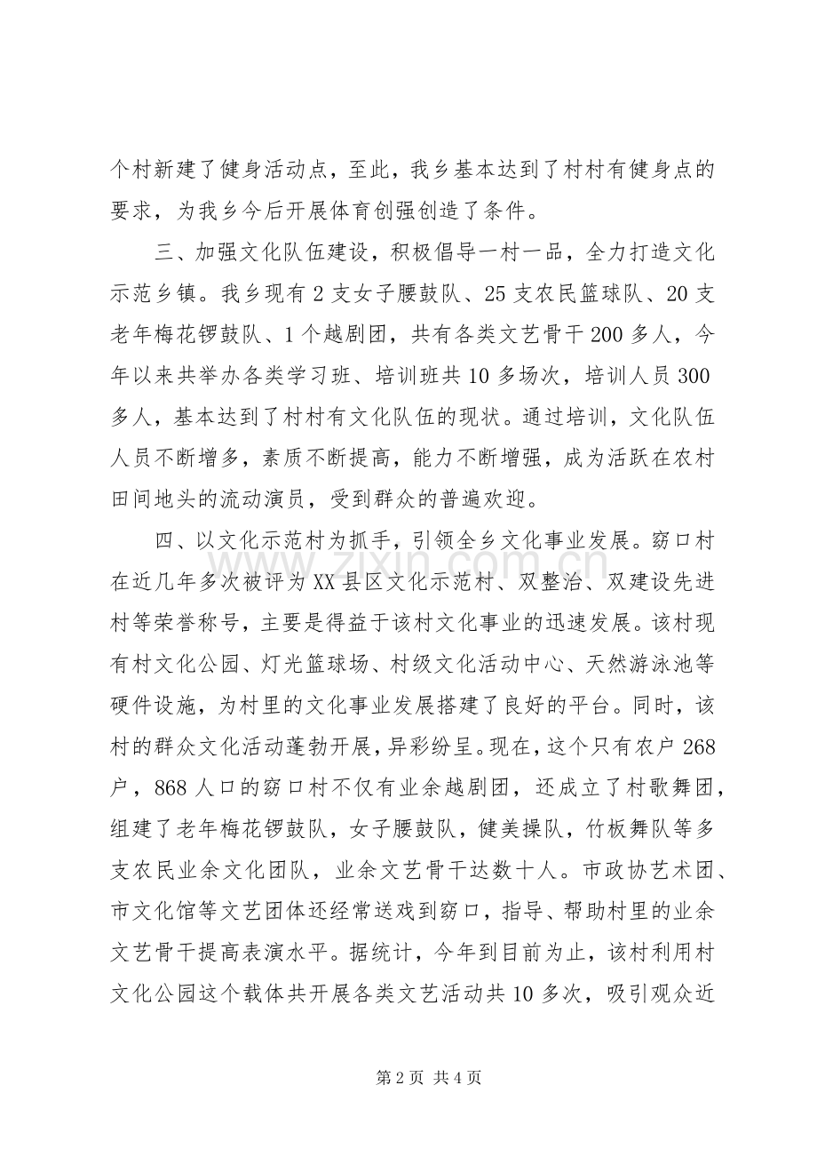 乡文化体育服务站工作总结及明年工作思路 .docx_第2页