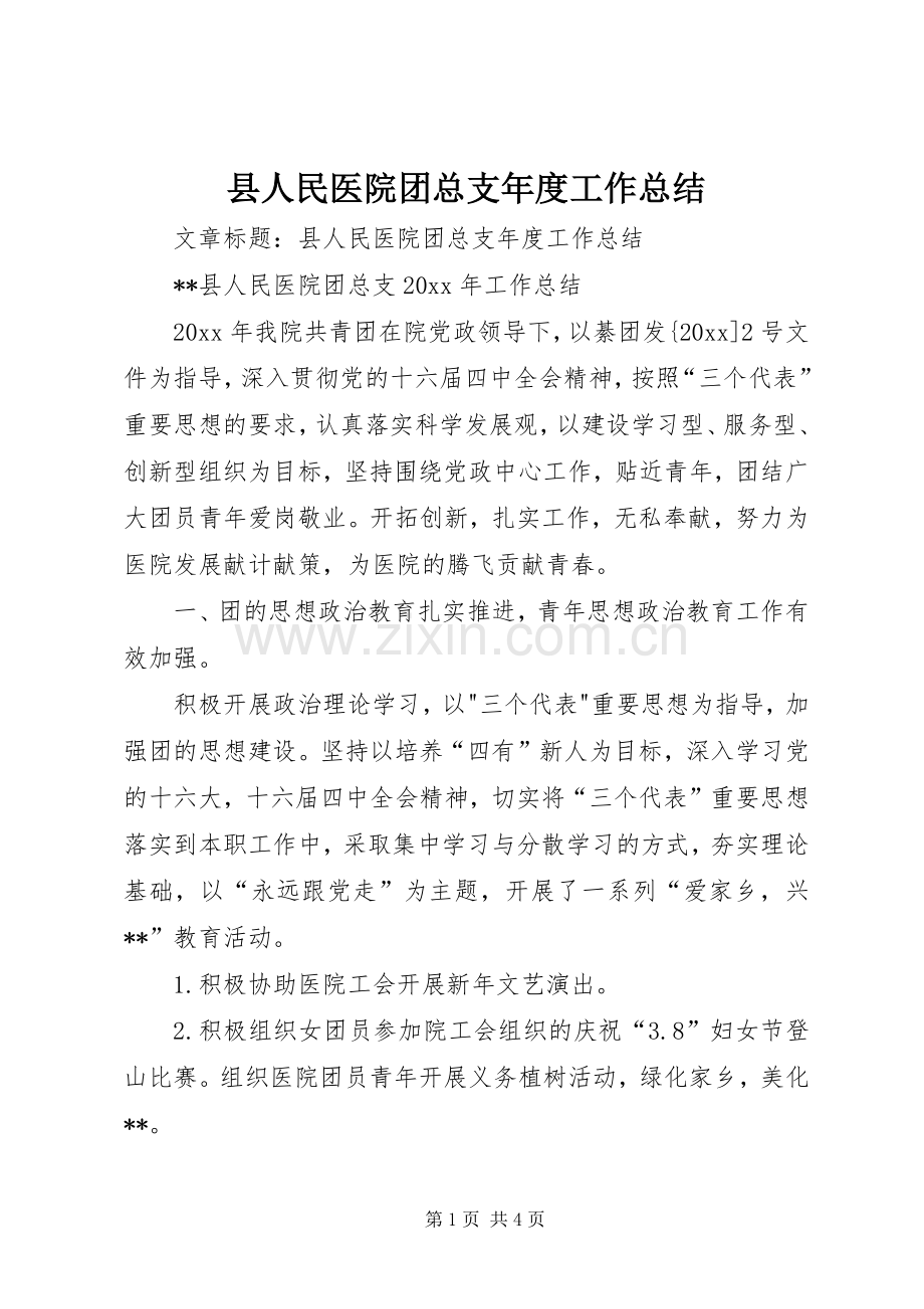 县人民医院团总支年度工作总结 .docx_第1页