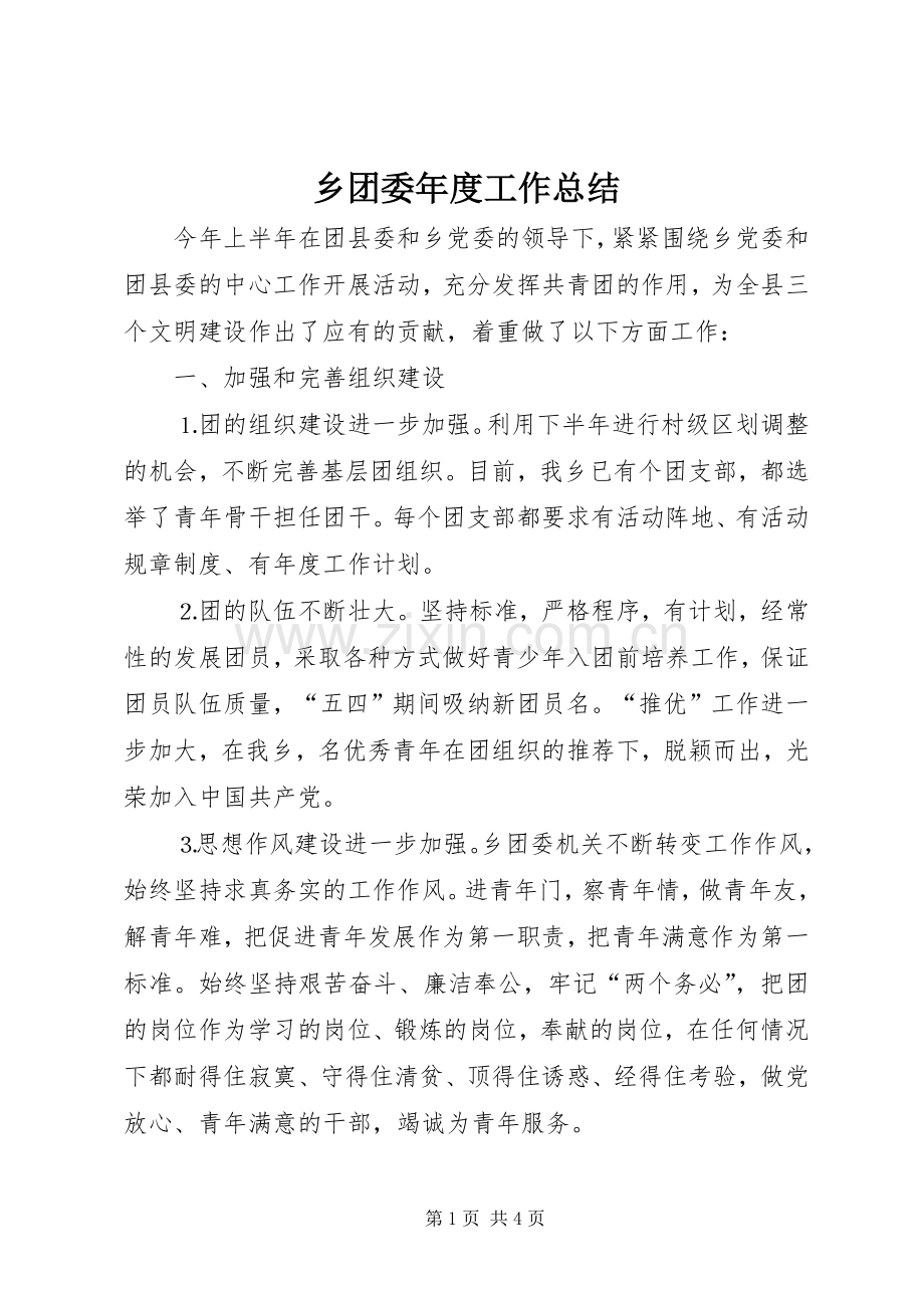 乡团委年度工作总结 .docx_第1页