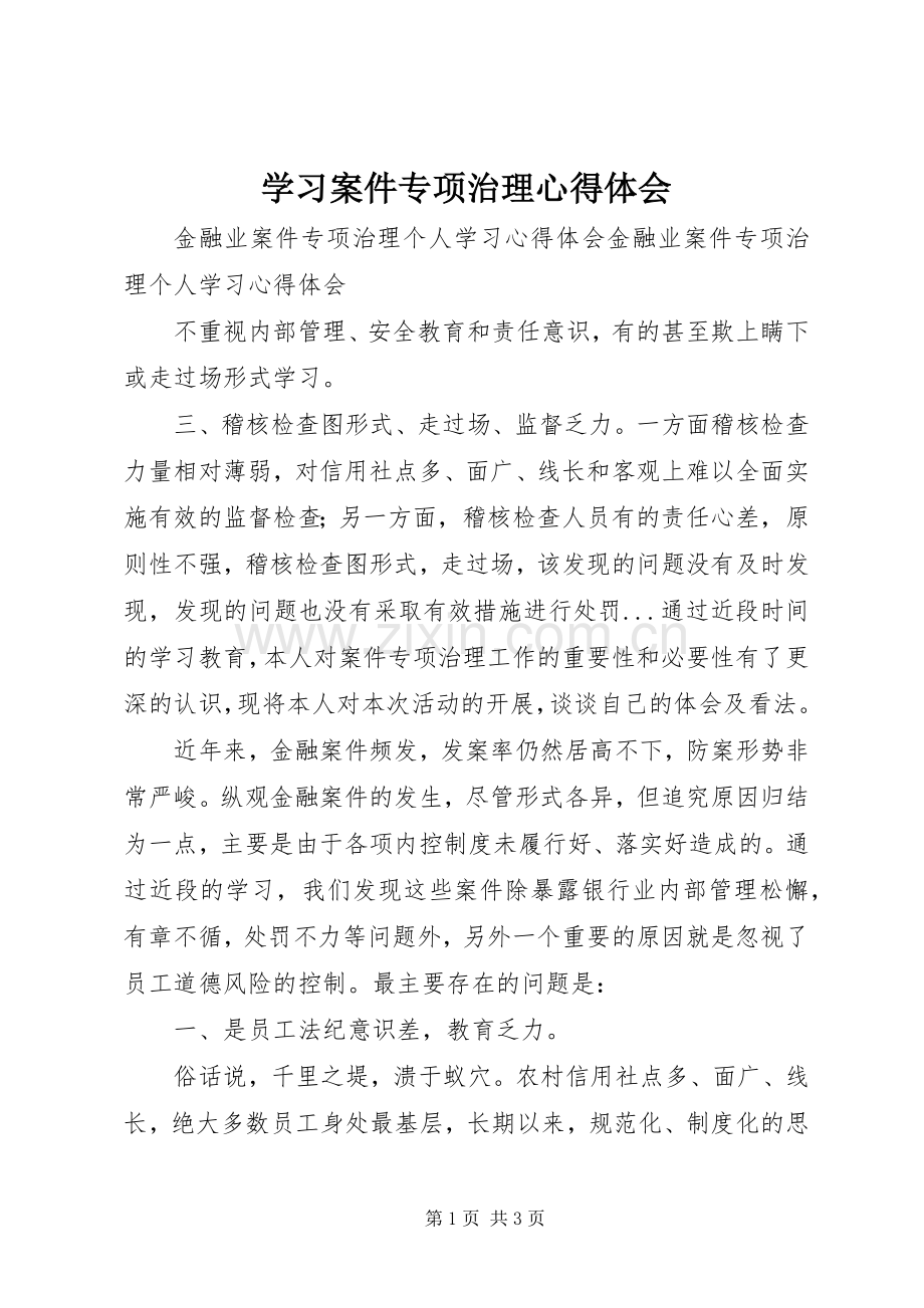 学习案件专项治理体会心得.docx_第1页