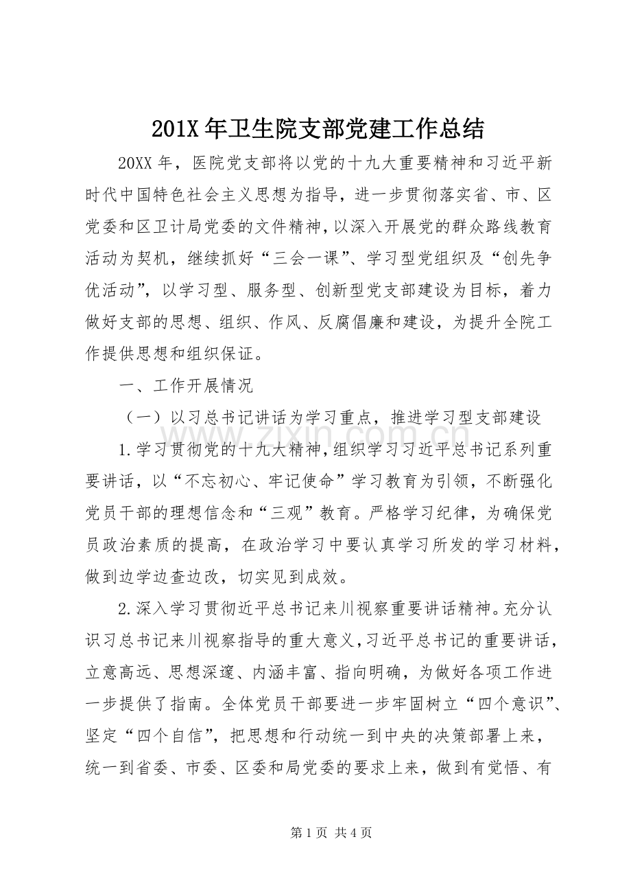 202X年卫生院支部党建工作总结.docx_第1页