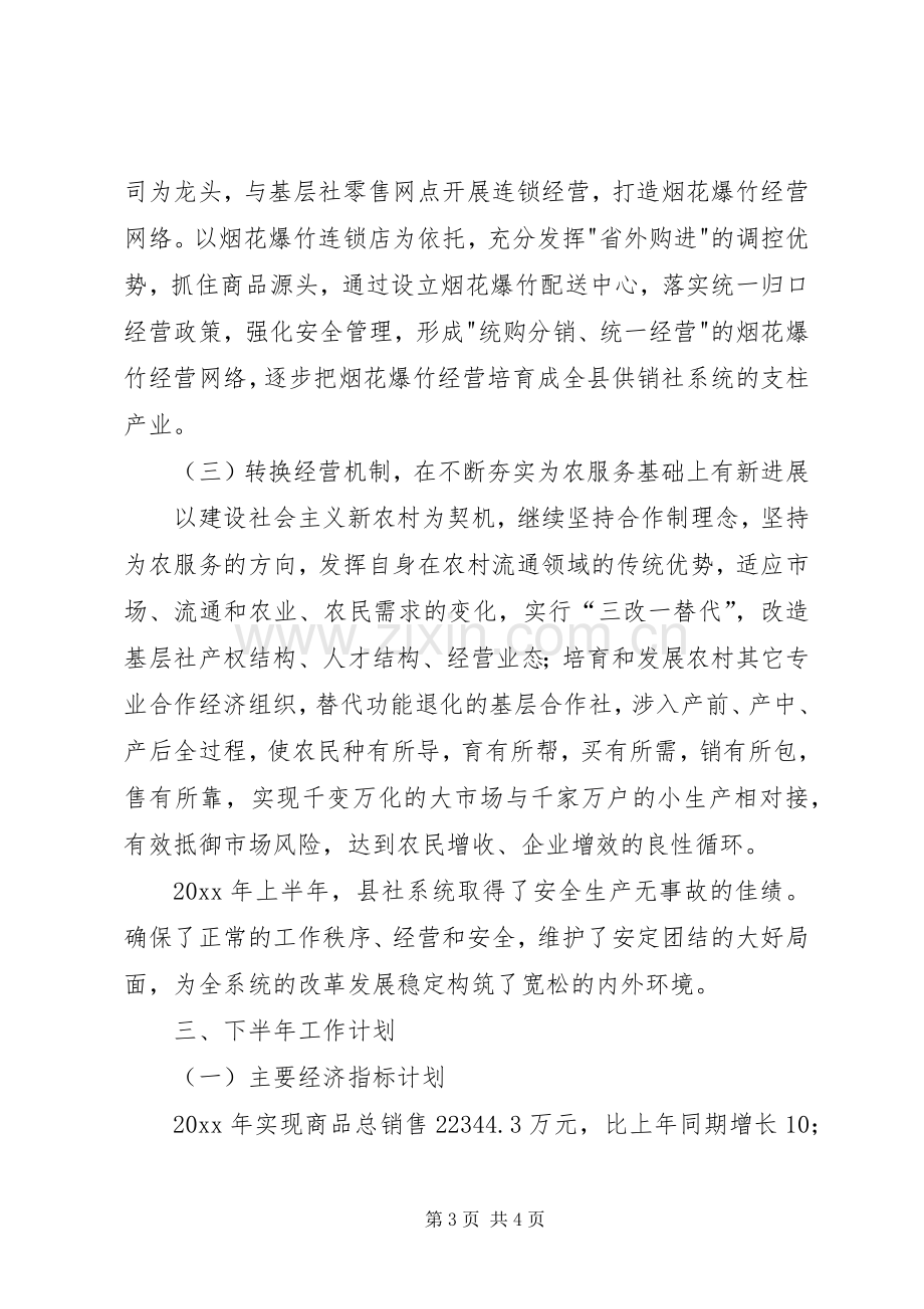 县供销合作社上半年工作总结 .docx_第3页