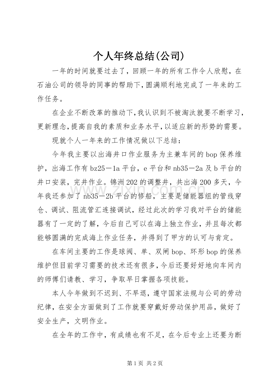 个人年终总结(公司) .docx_第1页