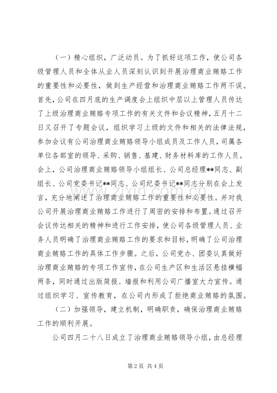 公司治理商业贿赂专项工作总结 .docx_第2页