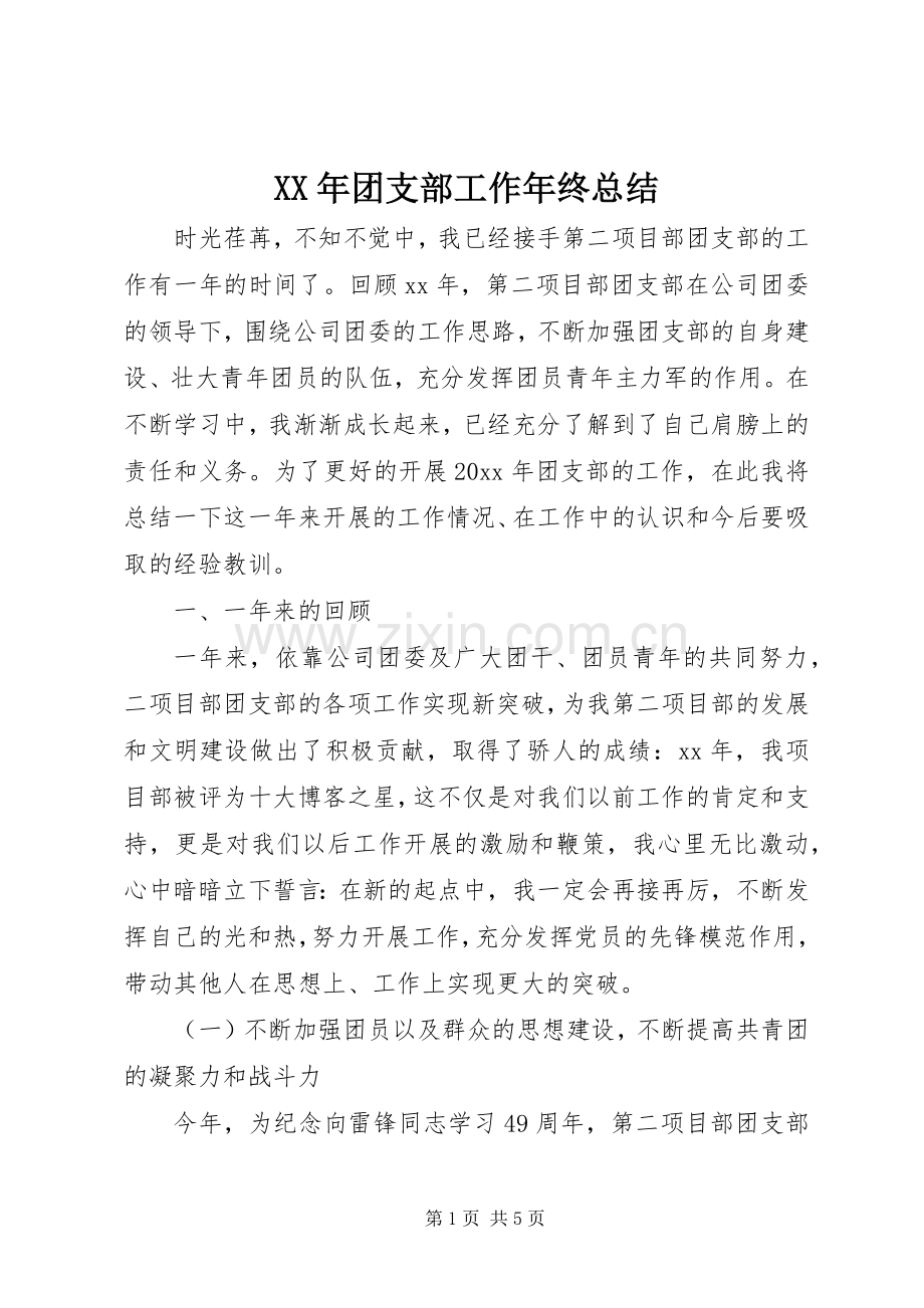 XX年团支部工作年终总结 .docx_第1页