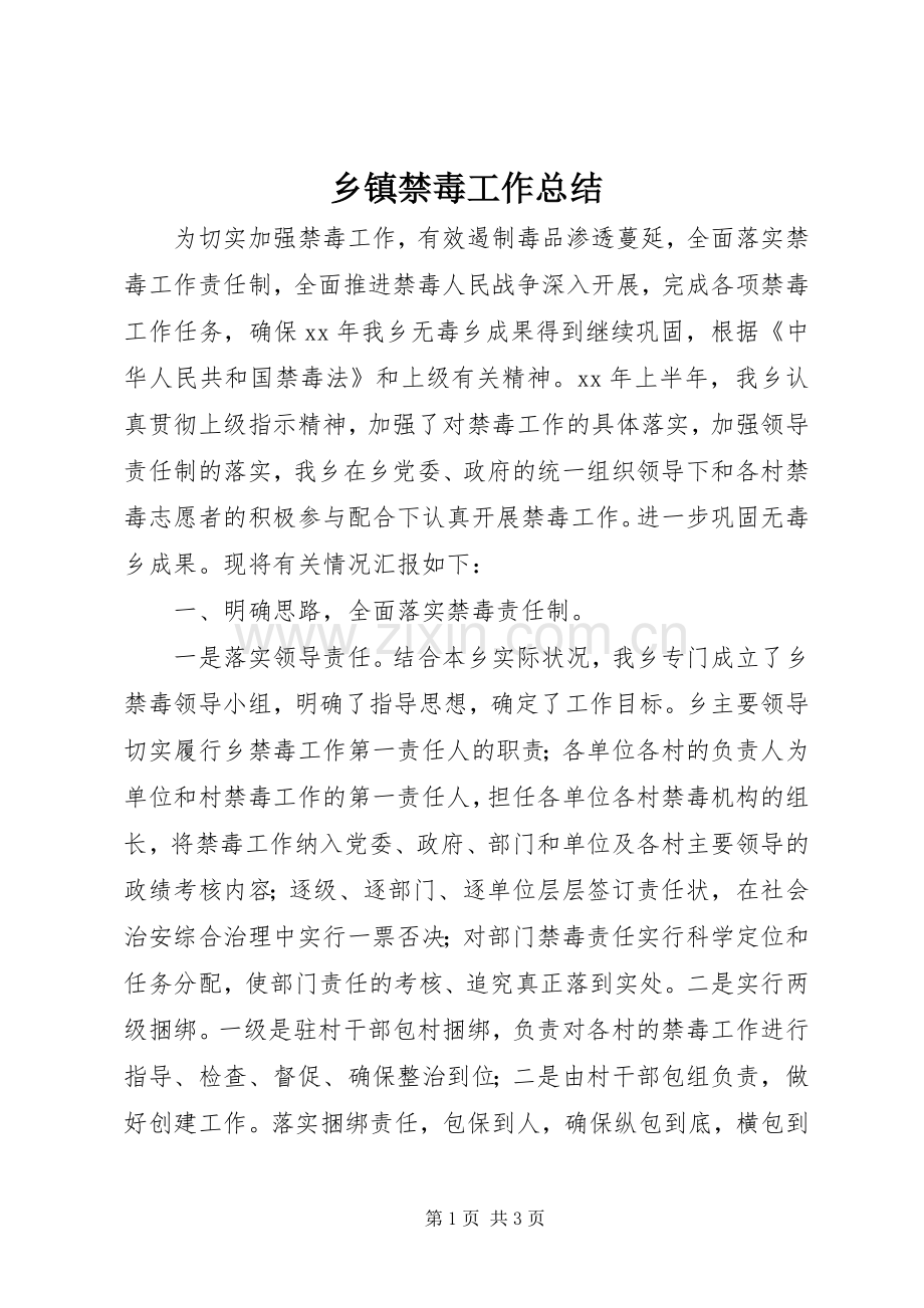 乡镇禁毒工作总结 .docx_第1页