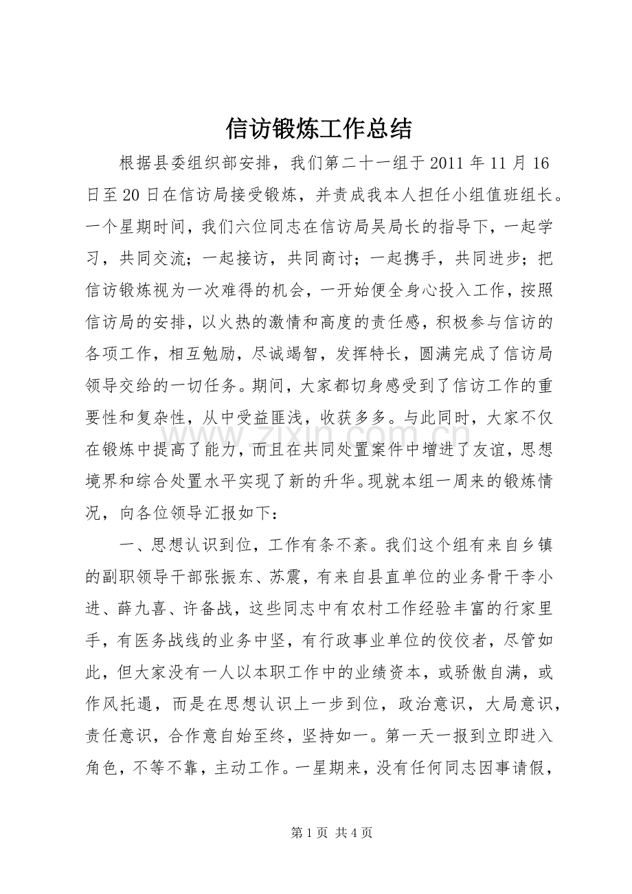 信访锻炼工作总结 .docx_第1页