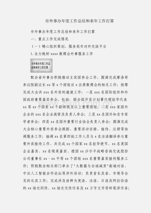 市外事办年度工作总结和来年工作打算.docx