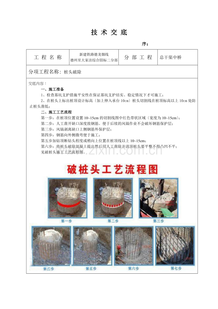 总干渠中桥桩头破除技术交底.doc_第1页