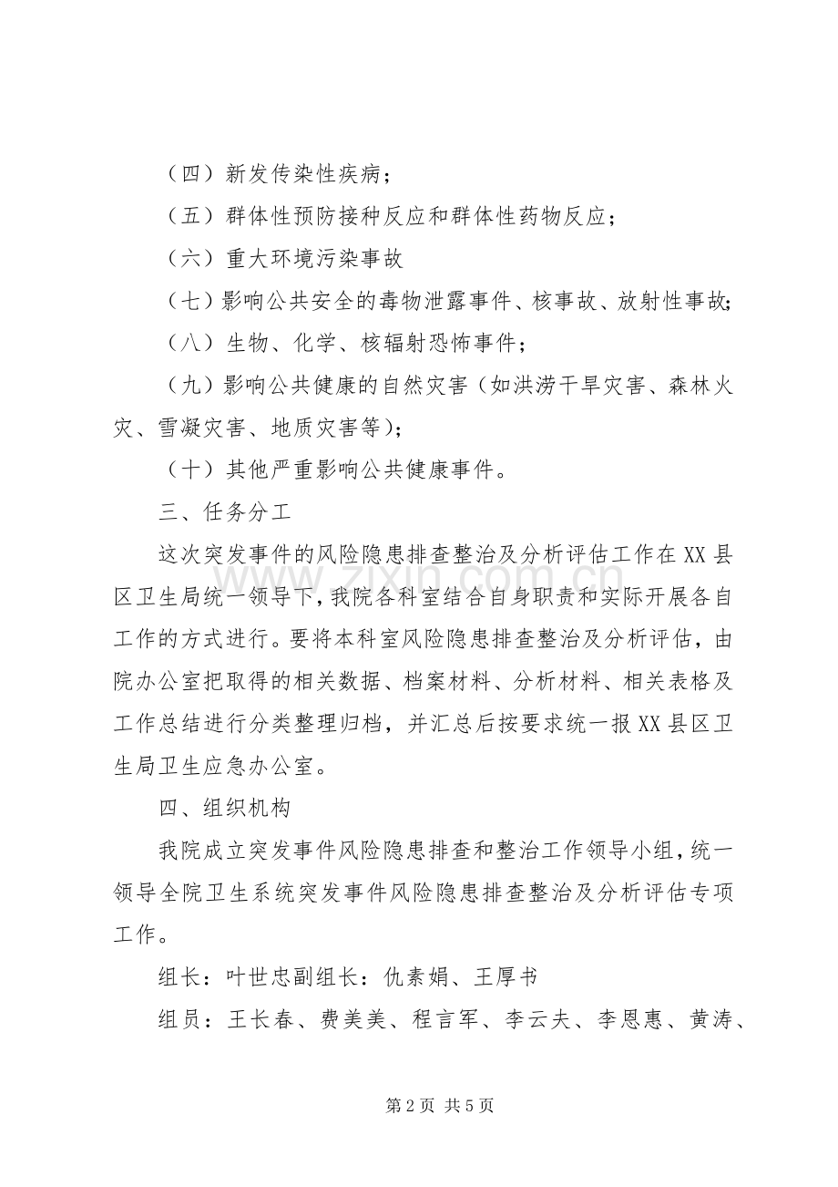 XX卫生院突发公共事件风险隐患排查和整改工作总结 .docx_第2页