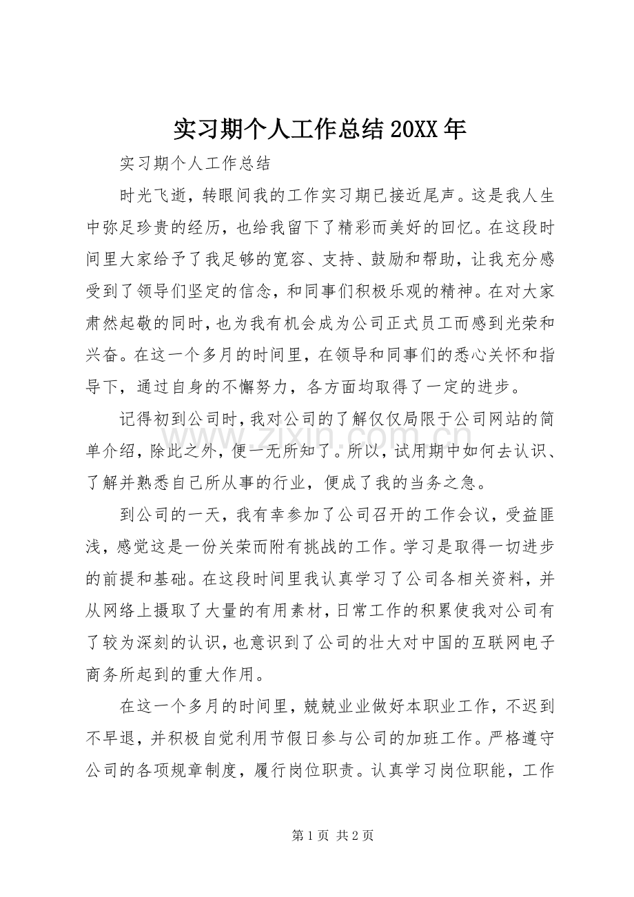 实习期个人工作总结20XX年.docx_第1页