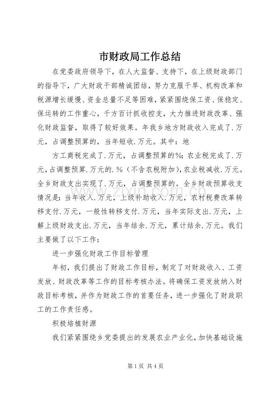 市财政局工作总结 (22).docx_第1页