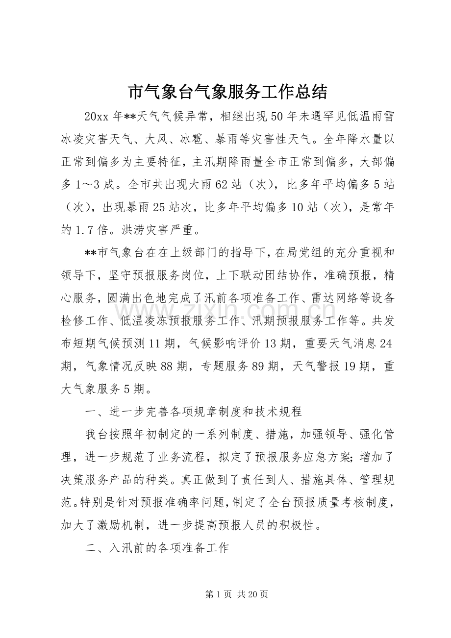 市气象台气象服务工作总结 .docx_第1页