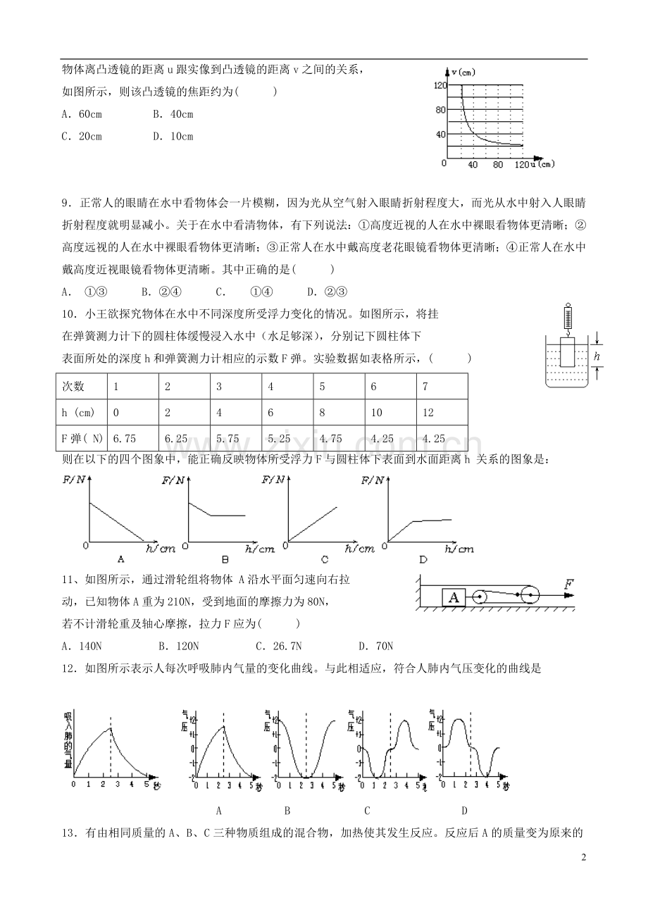 浙江省各市区八年级科学竞赛卷(六).doc_第2页