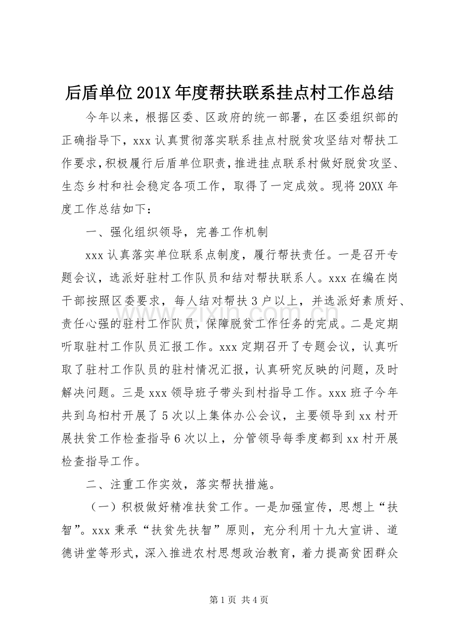 后盾单位202X年度帮扶联系挂点村工作总结.docx_第1页