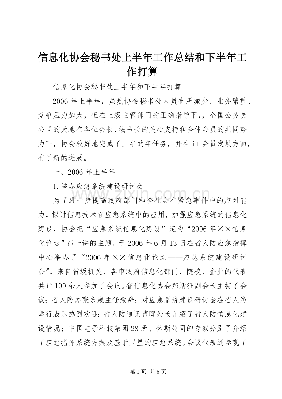 信息化协会秘书处上半年工作总结和下半年工作打算 .docx_第1页