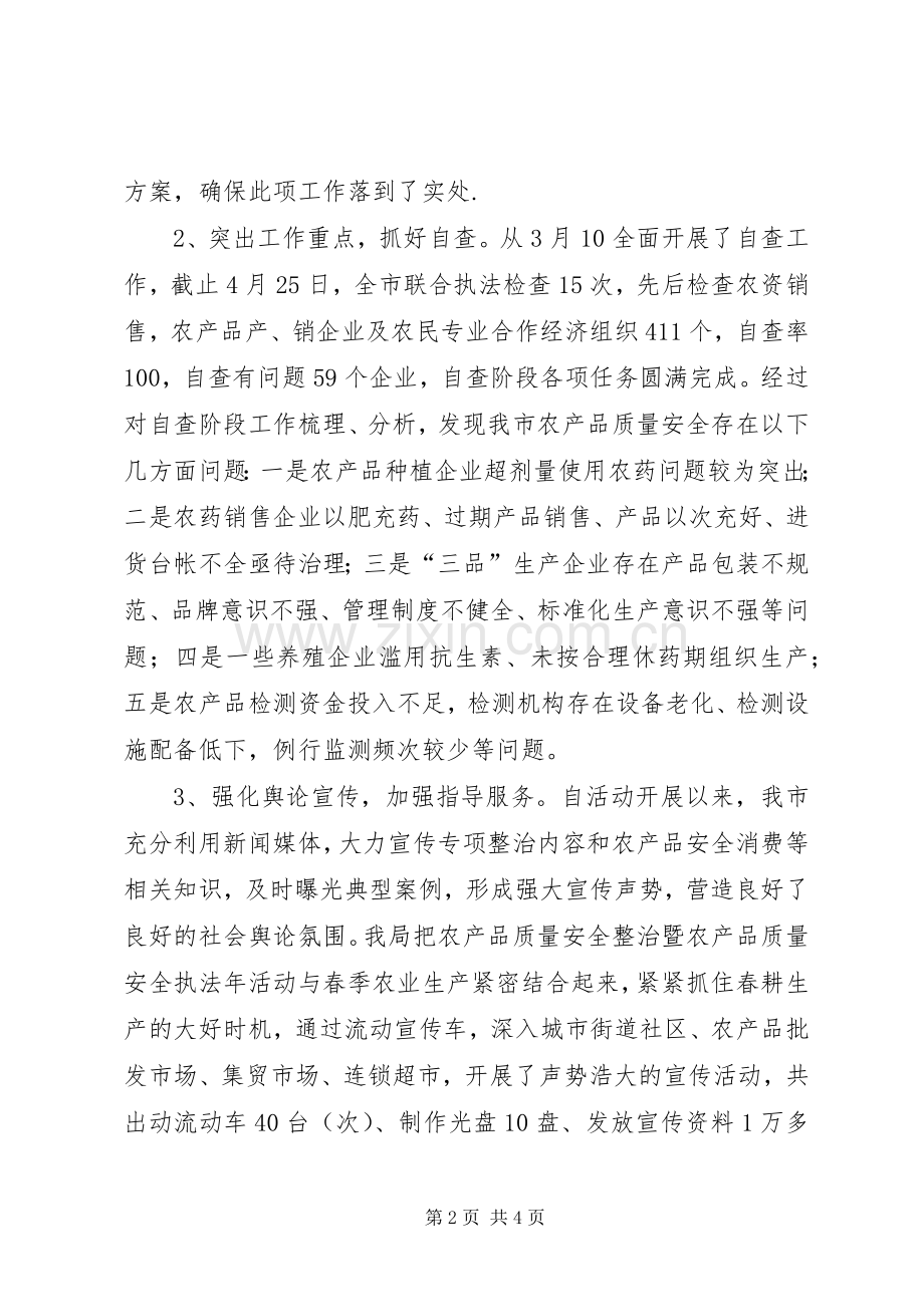 农业局农产品质量安全执法年活动分析检查自查阶段工作总结 .docx_第2页