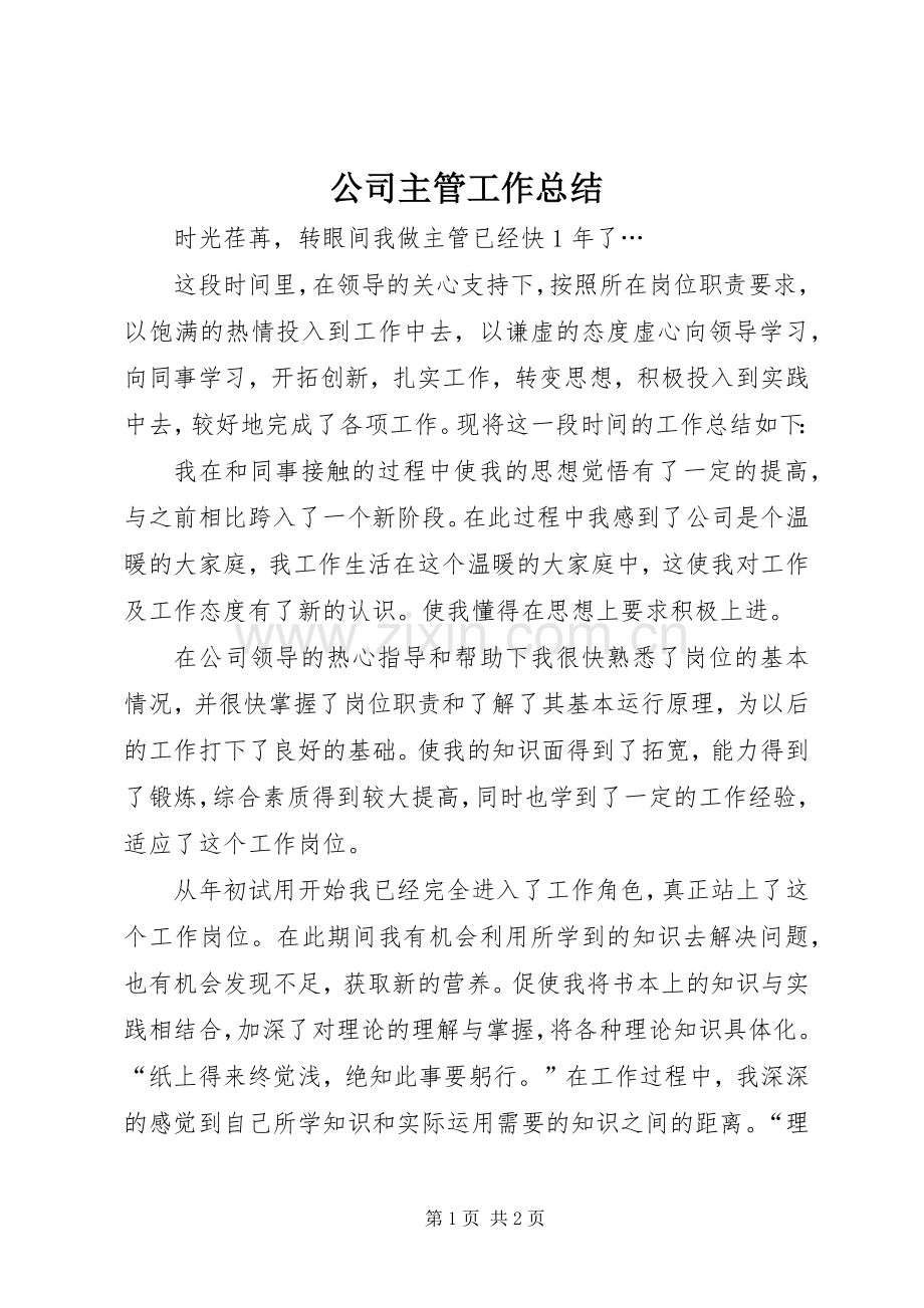 公司主管工作总结 .docx_第1页