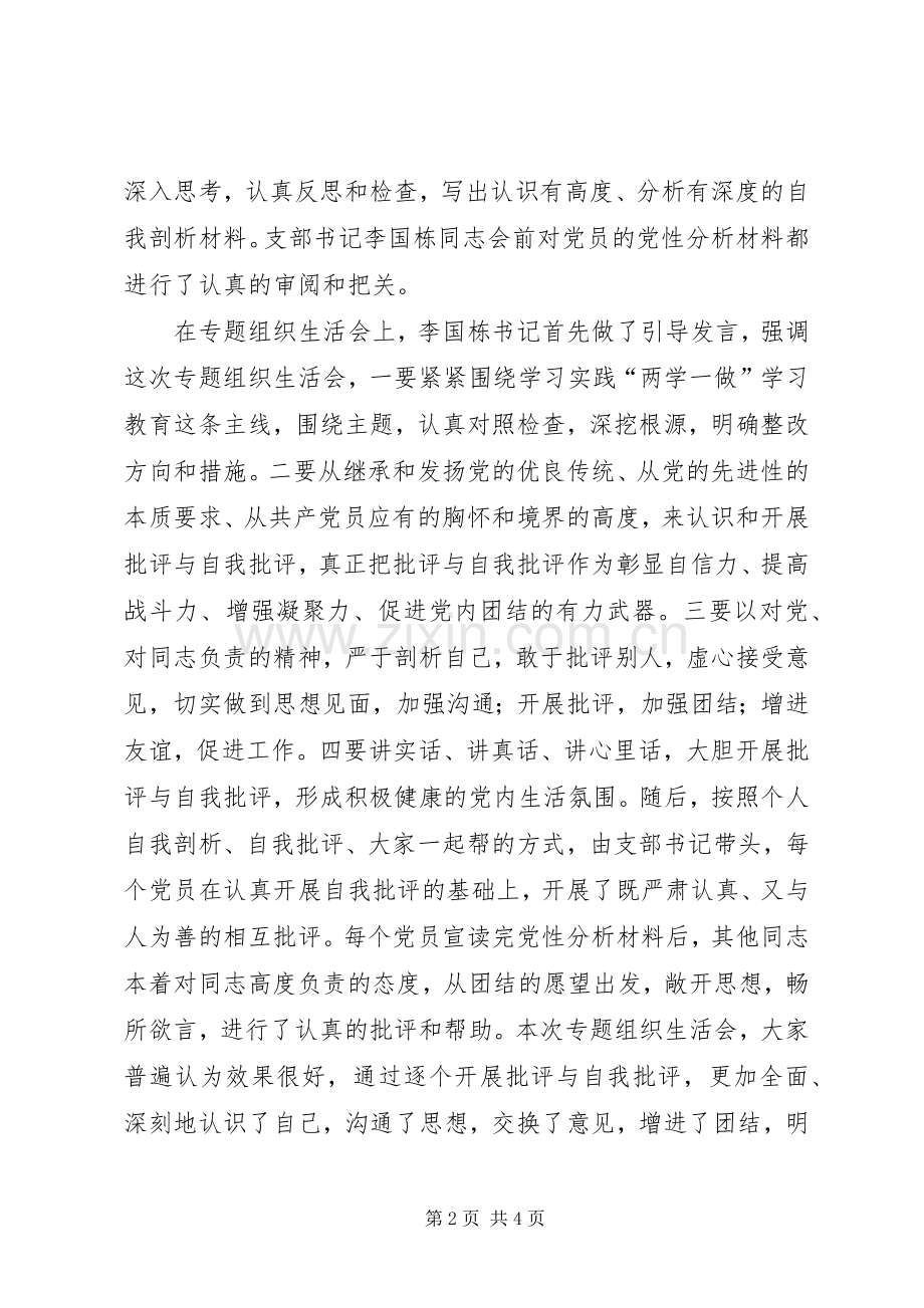 党支部专题组织生活会总结 .docx_第2页