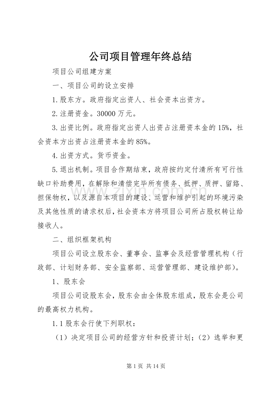 公司项目管理年终总结 .docx_第1页