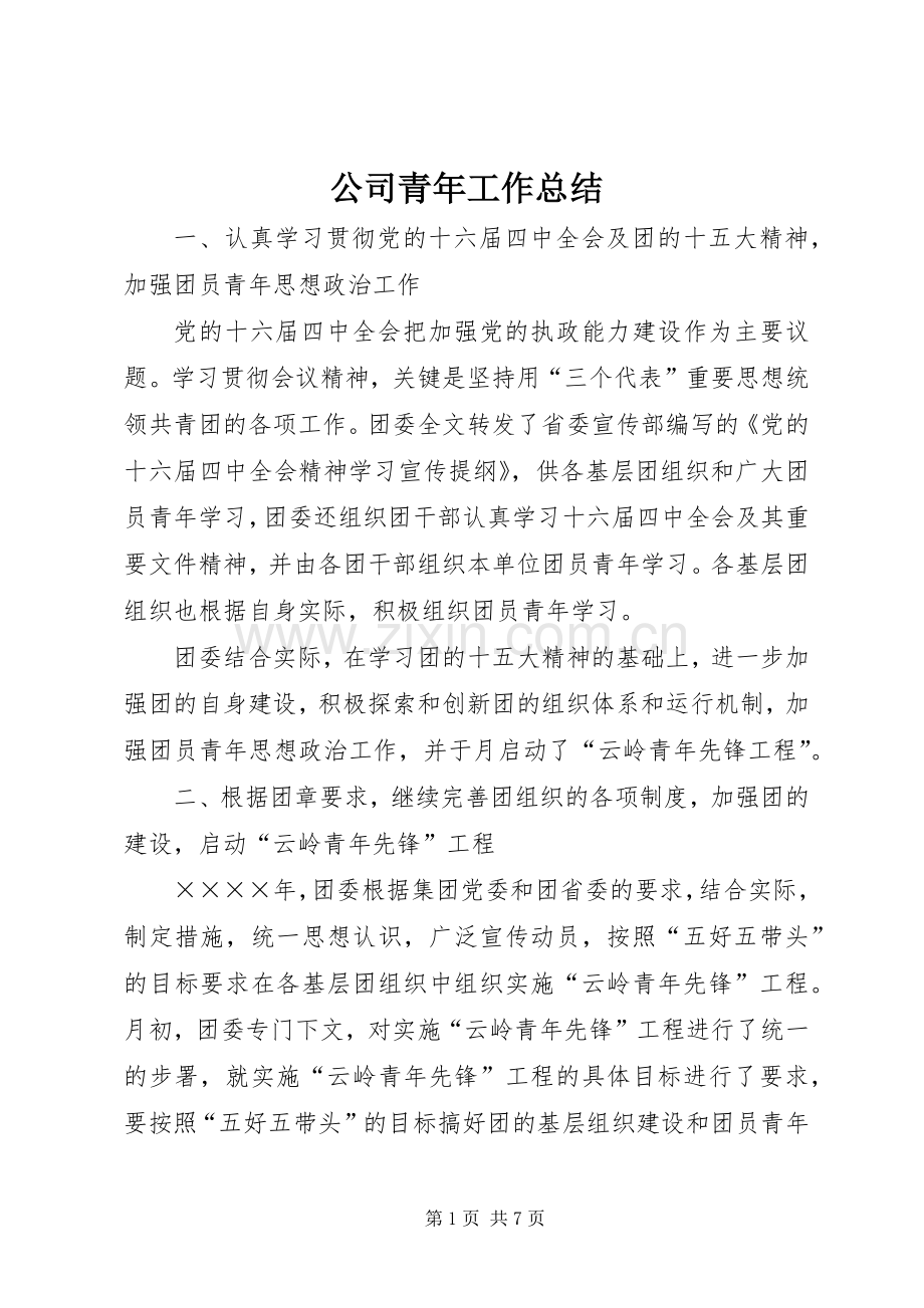 公司青年工作总结 .docx_第1页